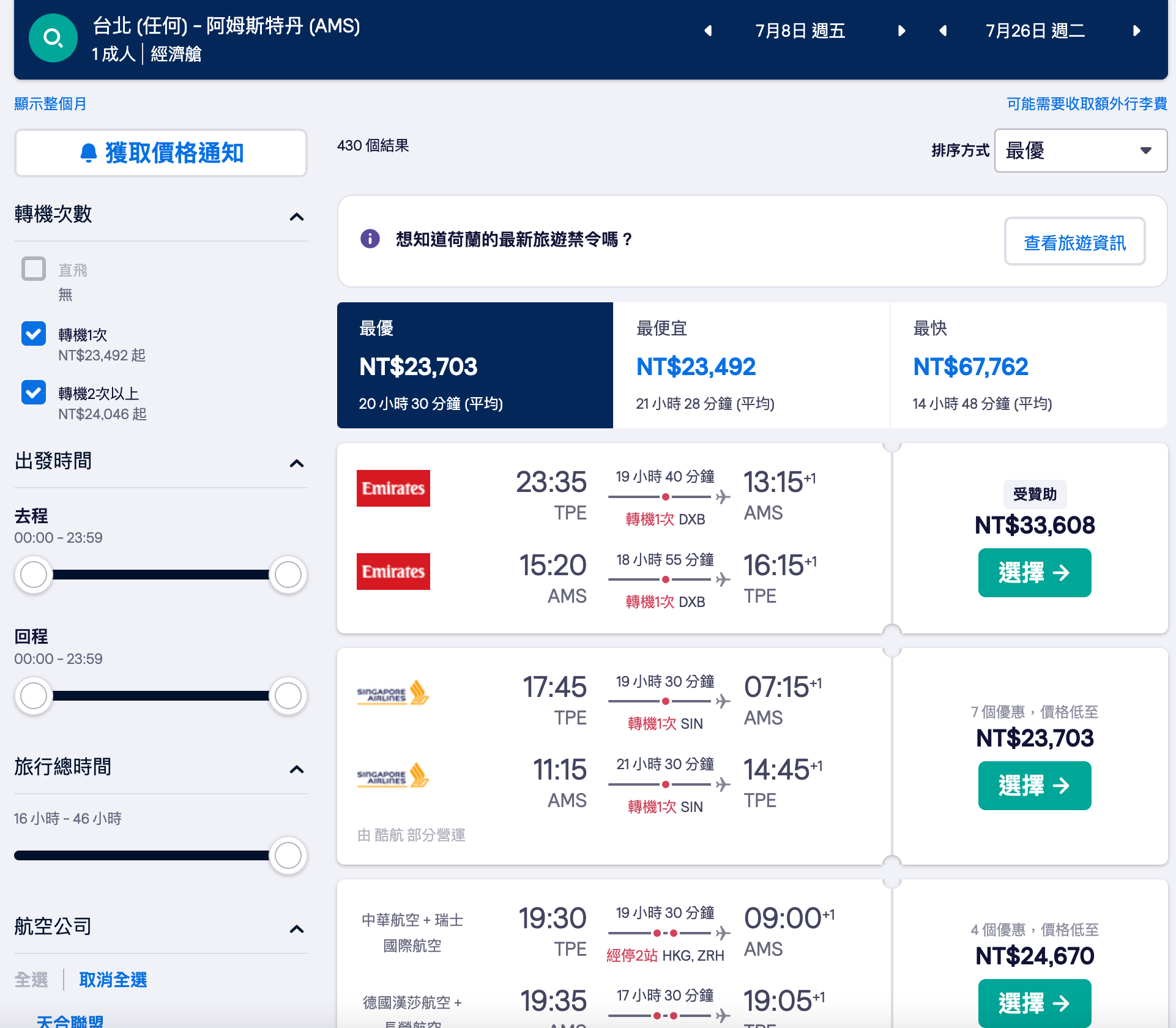 即時熱門文章：2022.02.05夢幻新航，阿姆斯特丹特價～