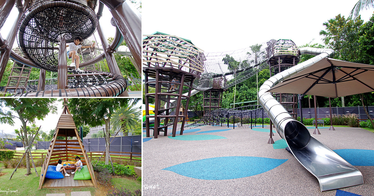 聖淘沙親子景點》Nestopia 樂享國~Siloso 西索海灘旁的親子遊樂園～攀爬繩網、15米超長水管溜滑梯～野放小孩的好去處｜Shangri-La&rsquo;s Rasa Sentosa Resort 兒童設施 @嘿!部落!