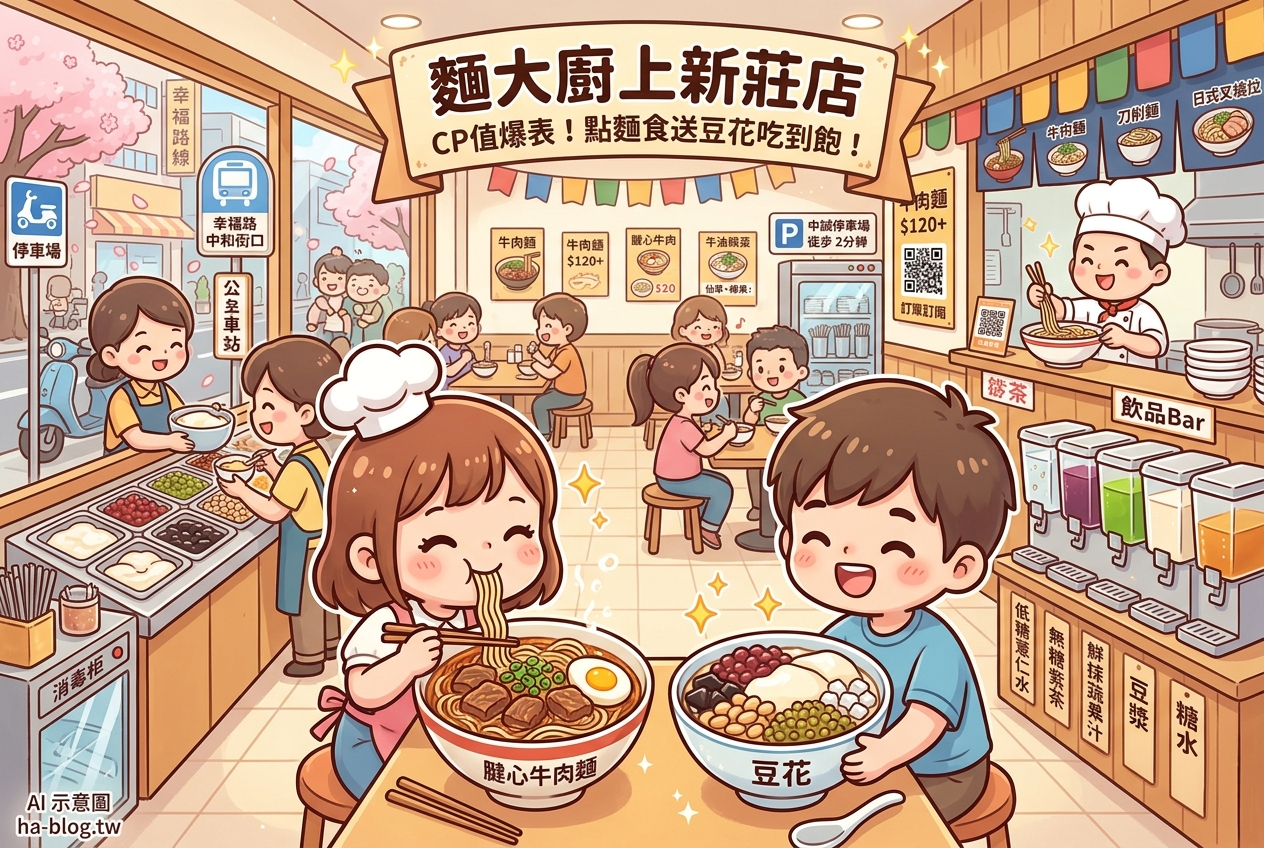 麵大廚上新莊店：隱藏巷弄的美食寶藏，讓你「麵」對豆花吃到飽！ @嘿!部落!