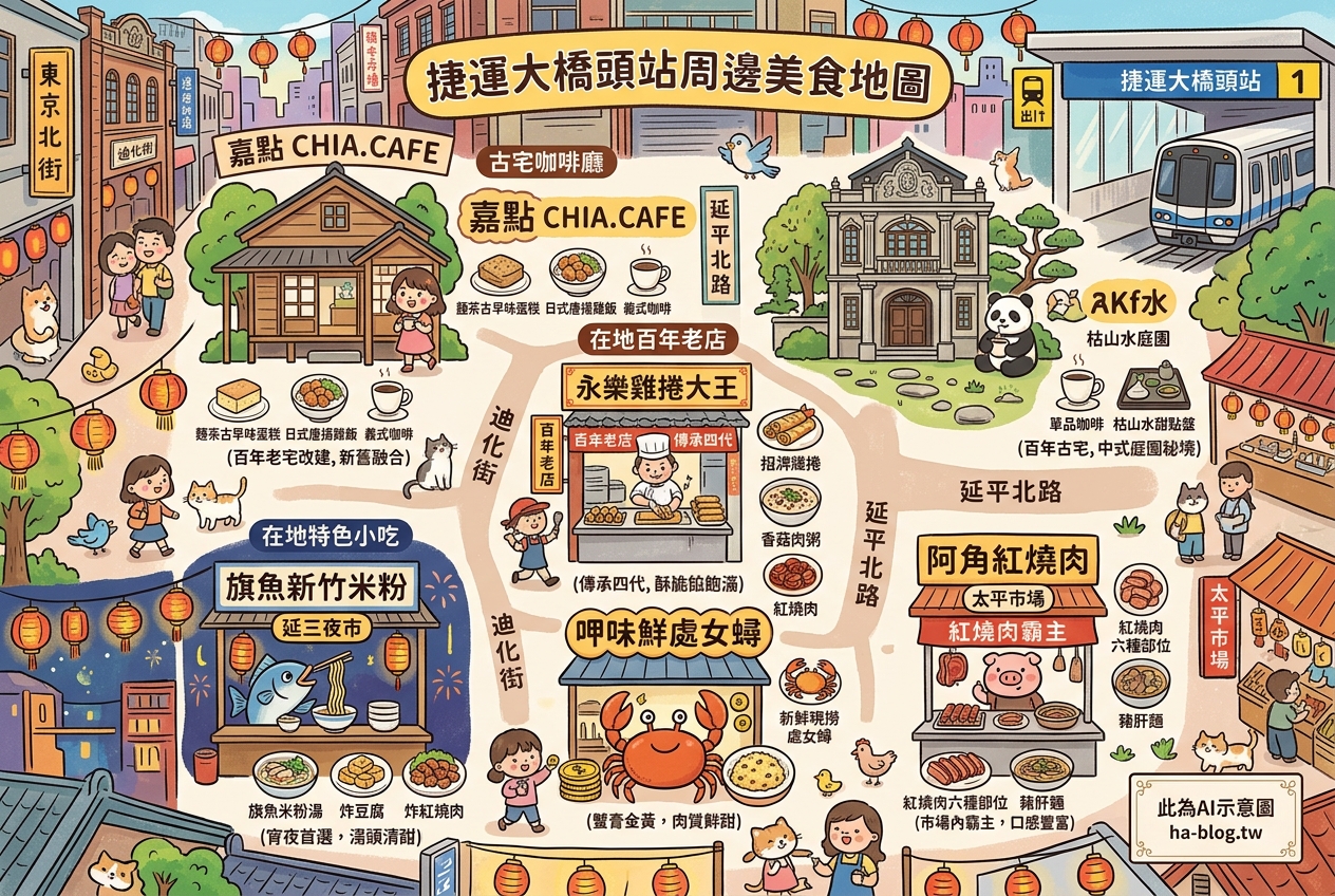 捷運大橋頭站周邊美食地圖：古宅咖啡廳、百年老店與在地特色小吃 @嘿!部落!