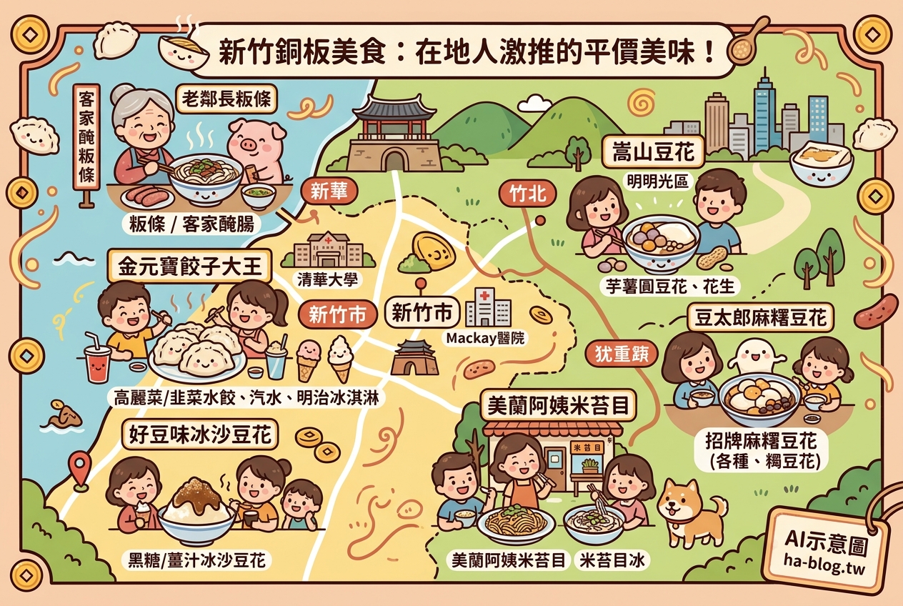 新竹銅板美食：老鄰長粄條、金元寶餃子大王、豆太郎麻糬豆花、好豆味冰沙豆花、嵩山豆花、美蘭阿姨米苔目，在地人激推的平價美味！ @嘿!部落!