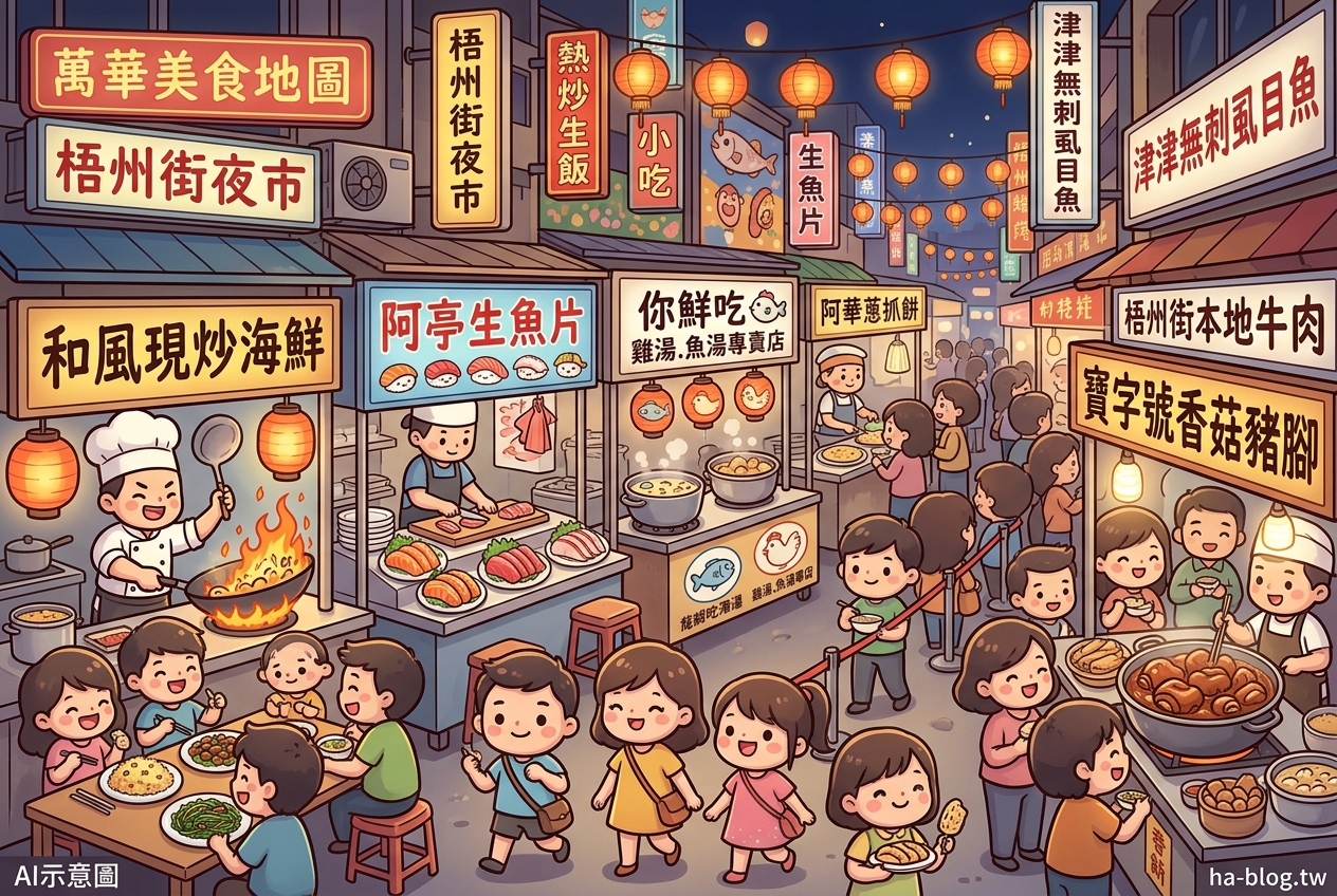 【萬華美食地圖】梧州街夜市：從熱炒到生魚片，讓你一飽口福的夜市美食全攻略！ @嘿!部落!