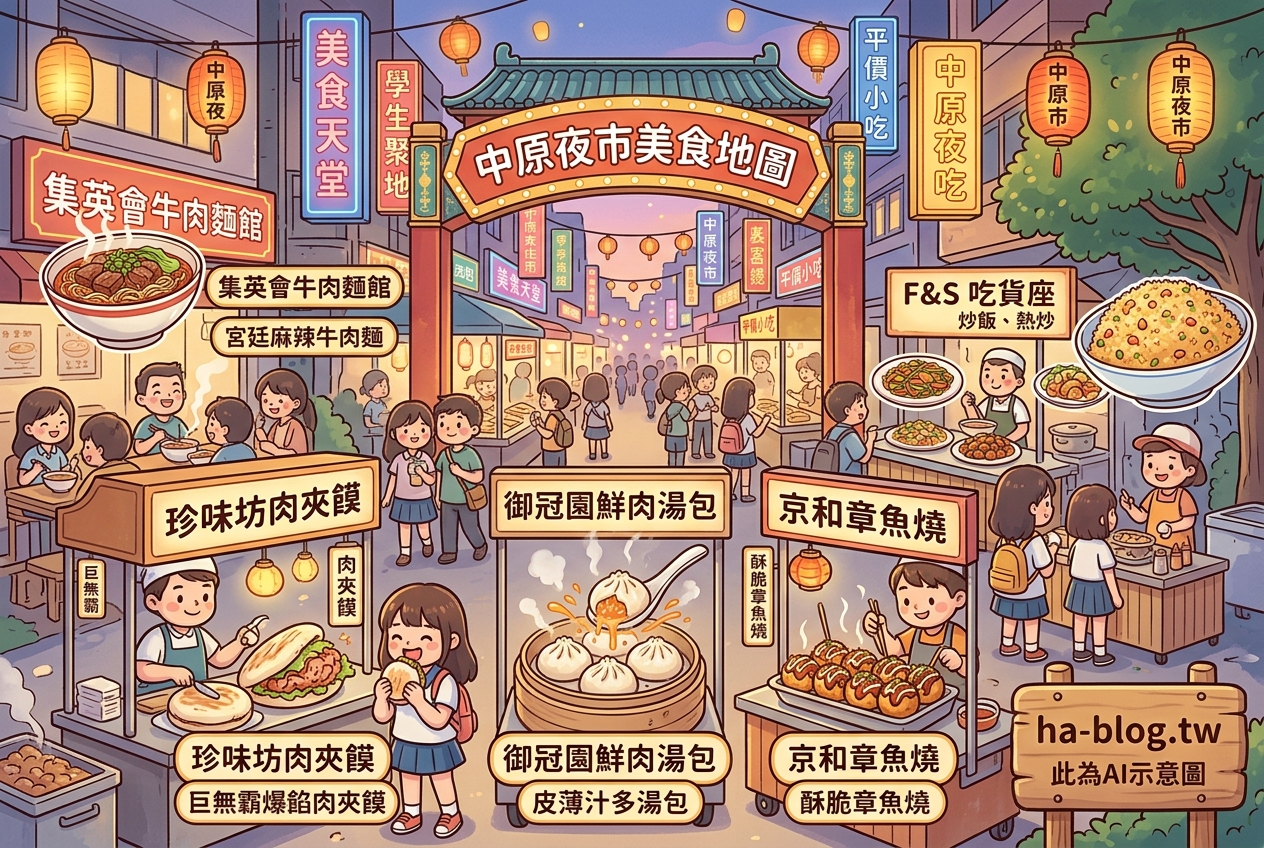 中原夜市美食地圖：從爆餡肉夾饃到酥脆章魚燒，一網打盡中壢人氣小吃！ @嘿!部落!