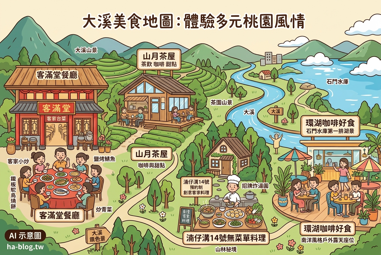 大溪在地美味地圖：客滿堂、山月茶屋、湳仔溝14號與環湖咖啡好食，體驗多元桃園風情 @嘿!部落!