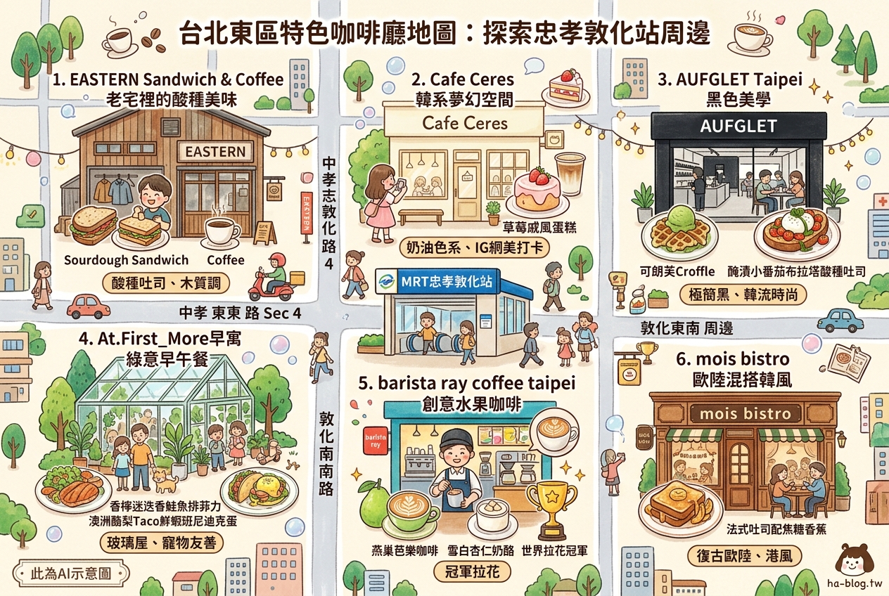 台北東區特色咖啡廳地圖：探索忠孝敦化站周邊的絕佳早午餐與下午茶時光 @嘿!部落!