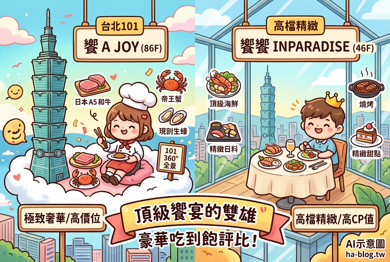 奢華饗宴！台北101「饗 A JOY」與「饗饗」吃到飽評比，頂級美味與絕美景觀一次滿足 @嘿!部落!