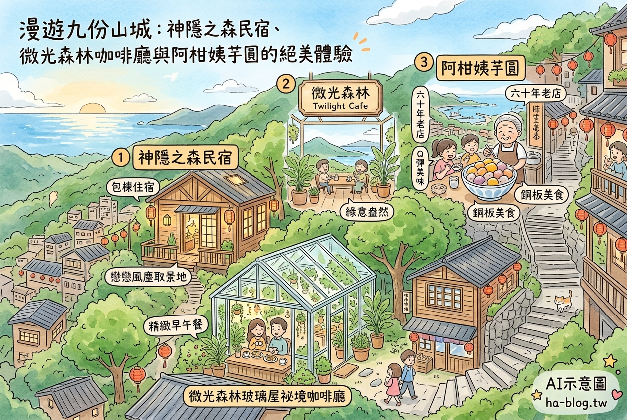 漫遊九份山城：神隱之森民宿、微光森林咖啡廳與阿柑姨芋圓的絕美體驗 @嘿!部落!
