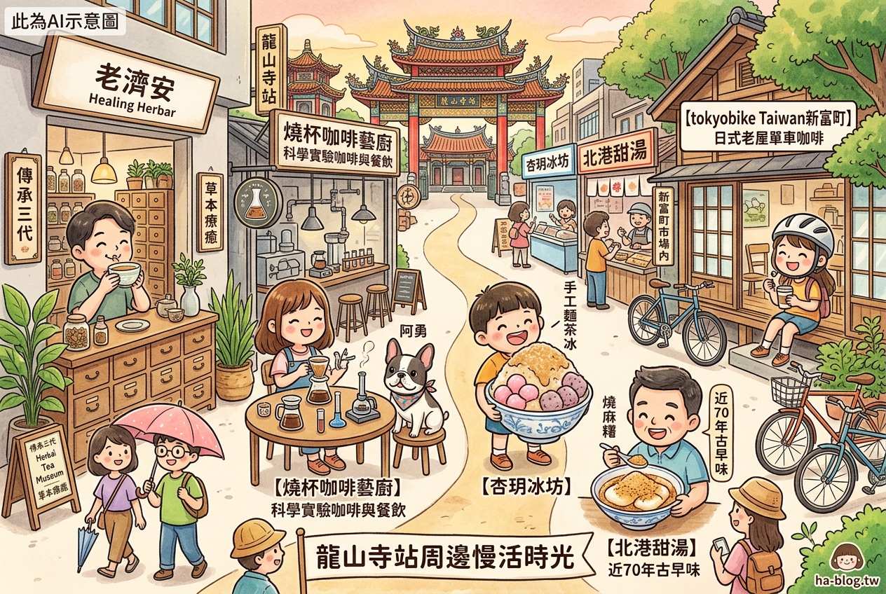龍山寺站周邊慢活時光：老茶館、文青咖啡廳與古早味點心探索 @嘿!部落!