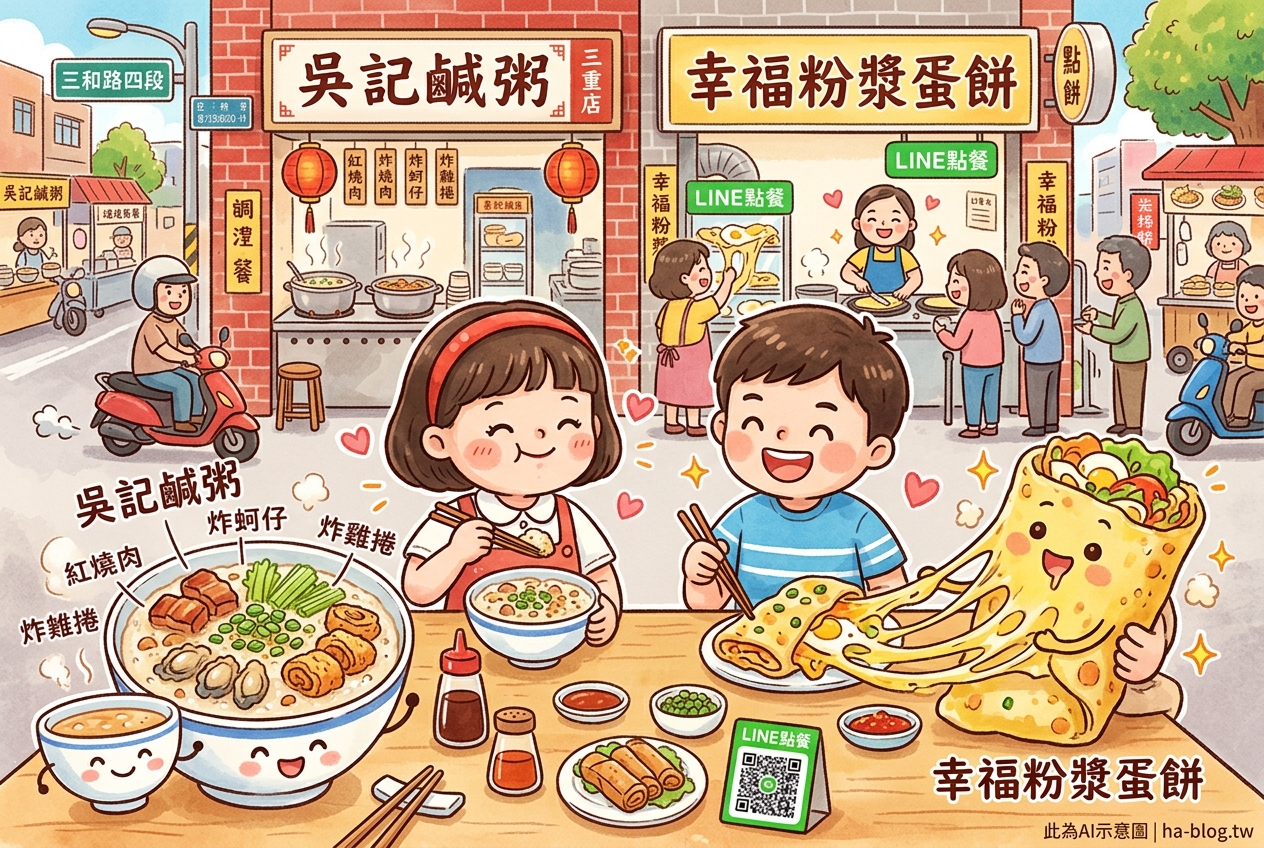 三重在地傳統早餐：吳記鹹粥與幸福粉漿蛋餅的美味組合 @嘿!部落!