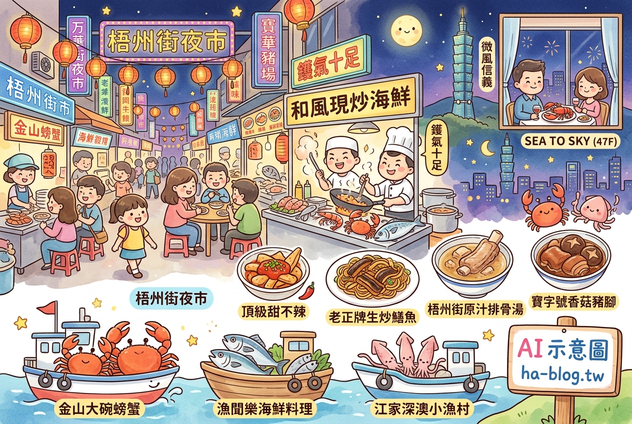 台北海鮮饗宴：從街頭熱炒到高空景觀，梧州街夜市美食巡禮 @嘿!部落!