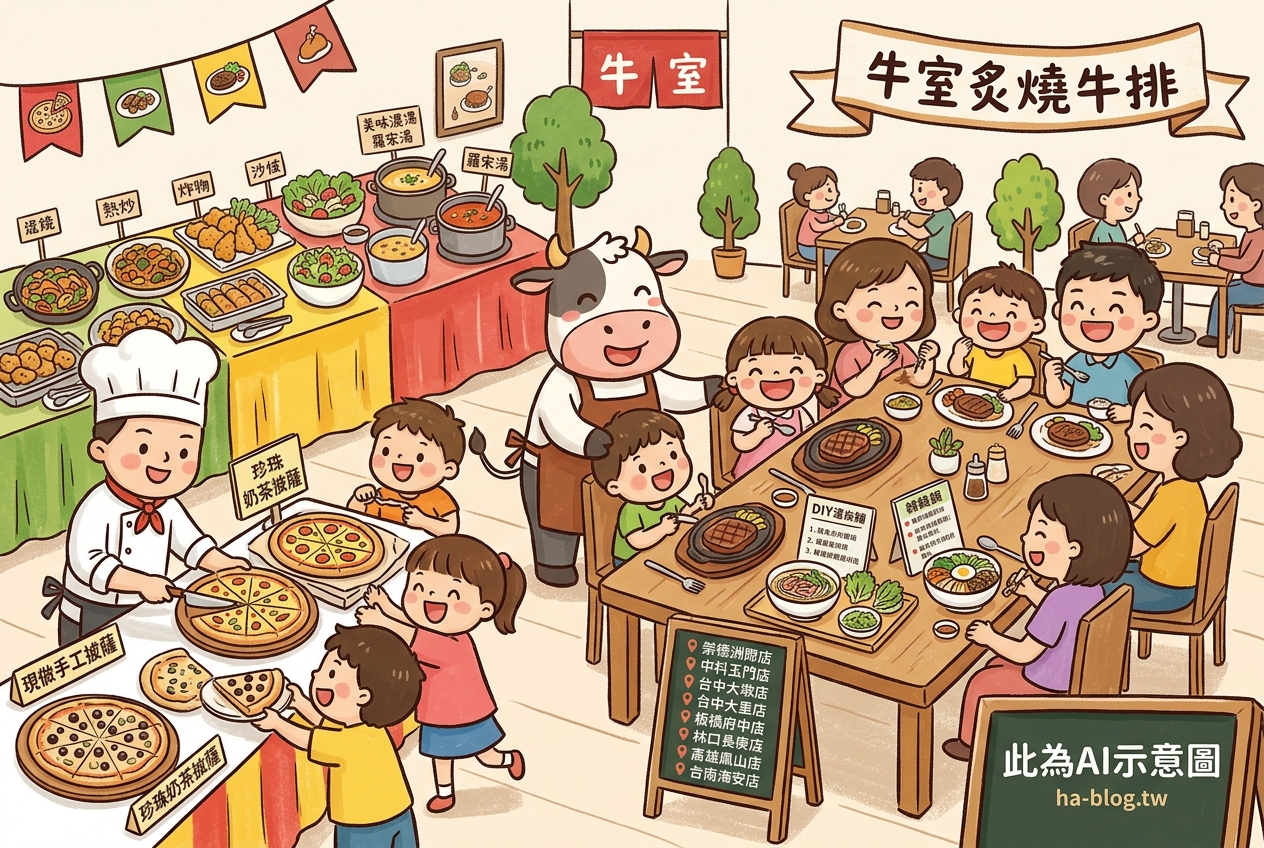 牛室炙燒牛排：台中高CP值牛排吃到飽，披薩、熱炒、DIY樂趣一次滿足！ @嘿!部落!