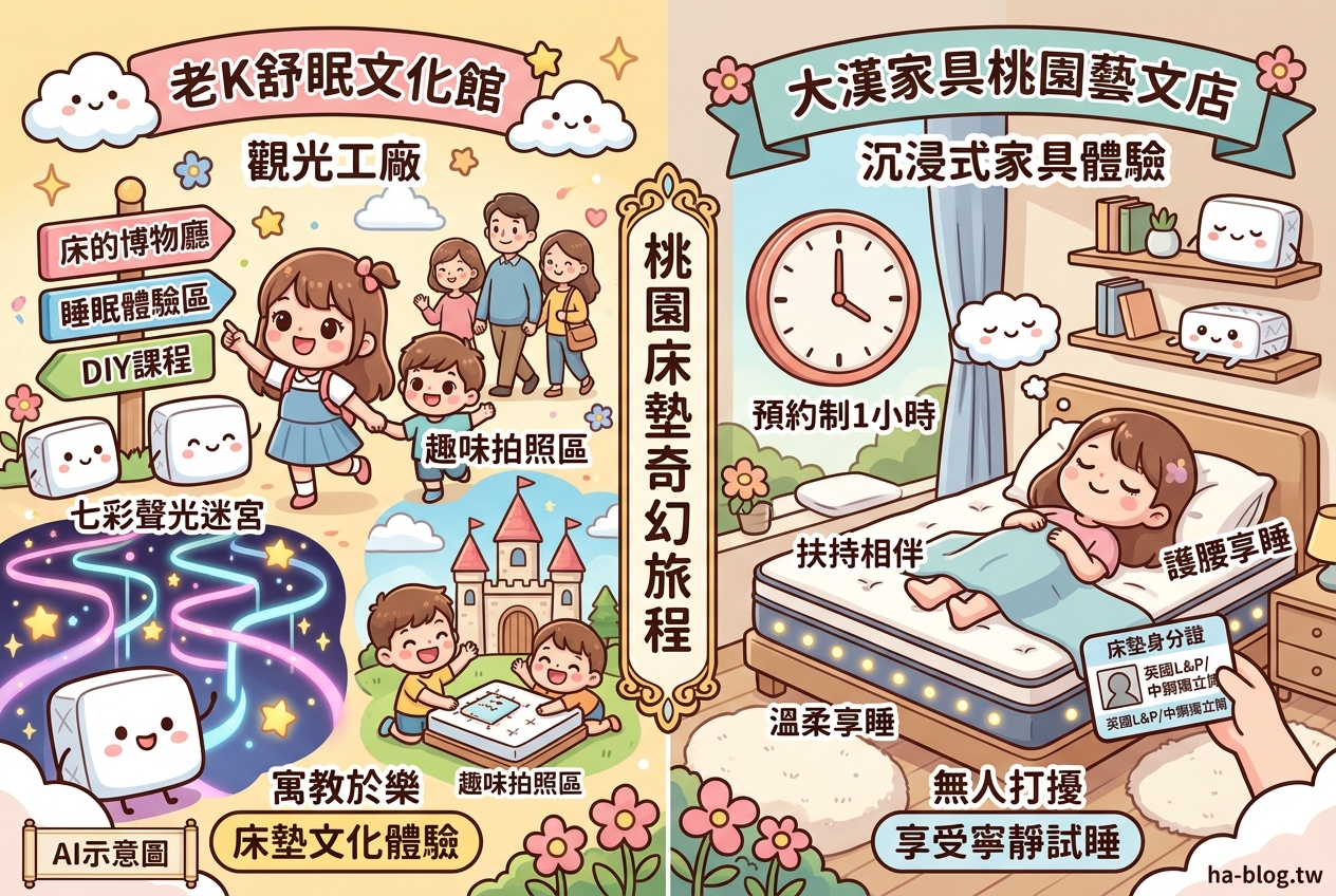 【桃園床墊體驗】老K舒眠文化館 vs. 大漢家具：一場床墊的奇幻旅程與沉浸式試睡體驗 @嘿!部落!