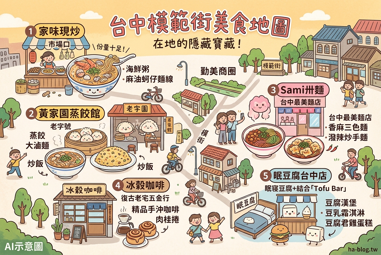 台中模範街美食地圖：從巷弄小吃到文青咖啡，一網打盡在地人氣好滋味！