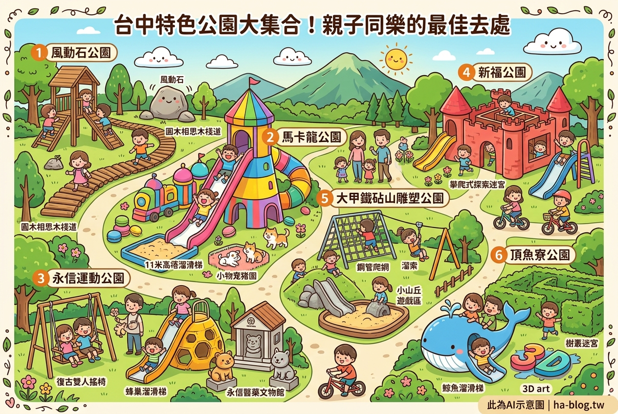 即時熱門文章：台中特色公園大集合：探索六座獨特遊戲場，親子同樂的最佳去處！