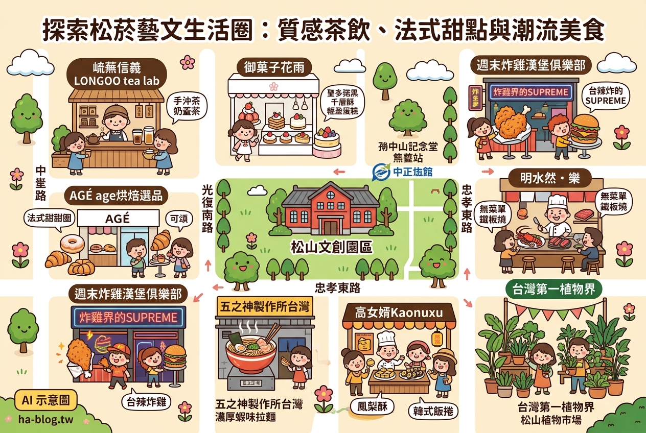 探索松菸藝文生活圈：質感茶飲、法式甜點與潮流美食一次滿足