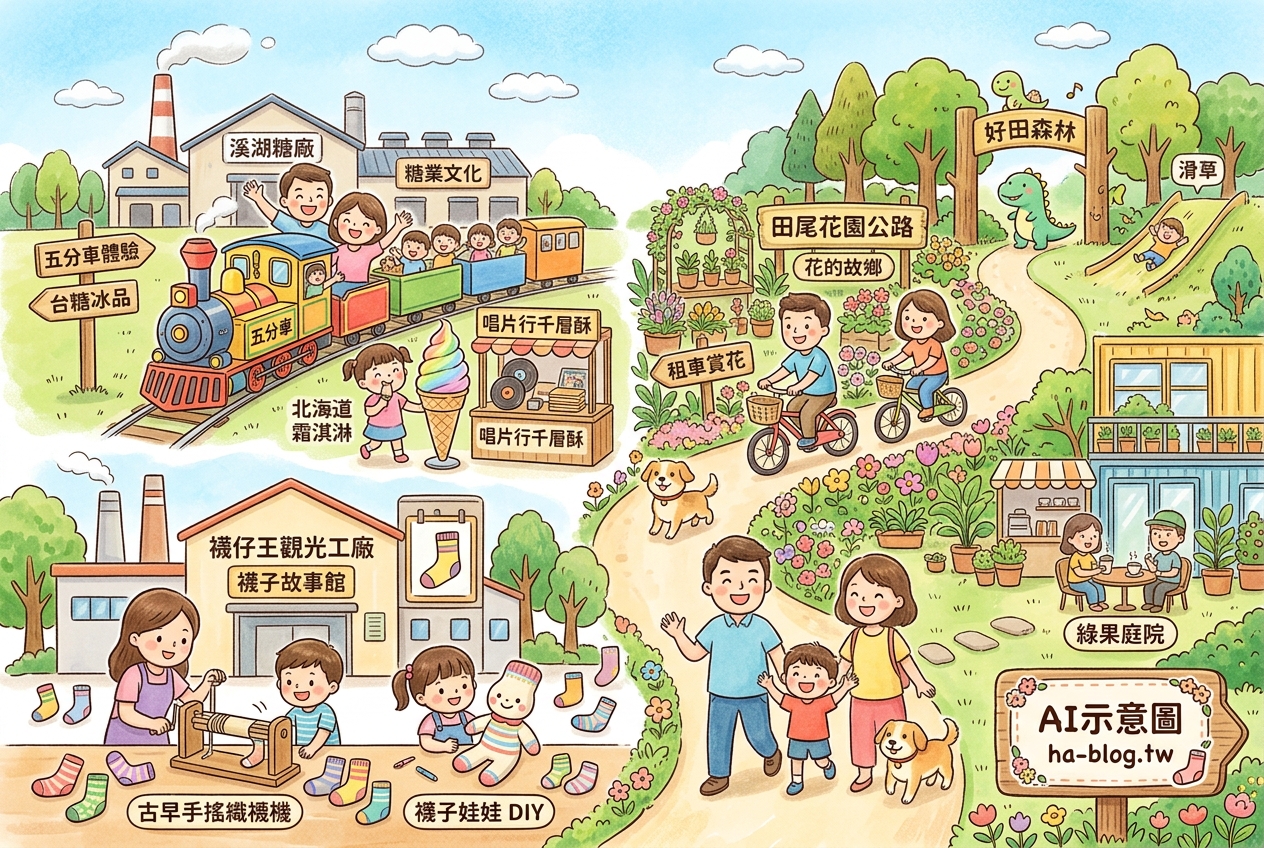 彰化觀光工廠親子一日遊：溪湖糖廠、田尾花園與襪仔王，寓教於樂的在地體驗