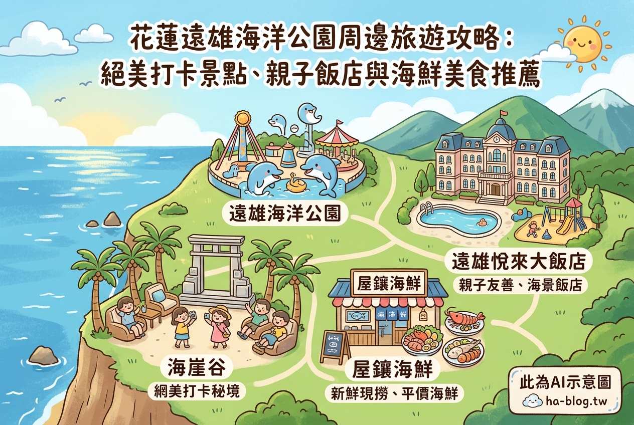 花蓮遠雄海洋公園周邊旅遊攻略：絕美打卡景點、親子飯店與海鮮美食推薦