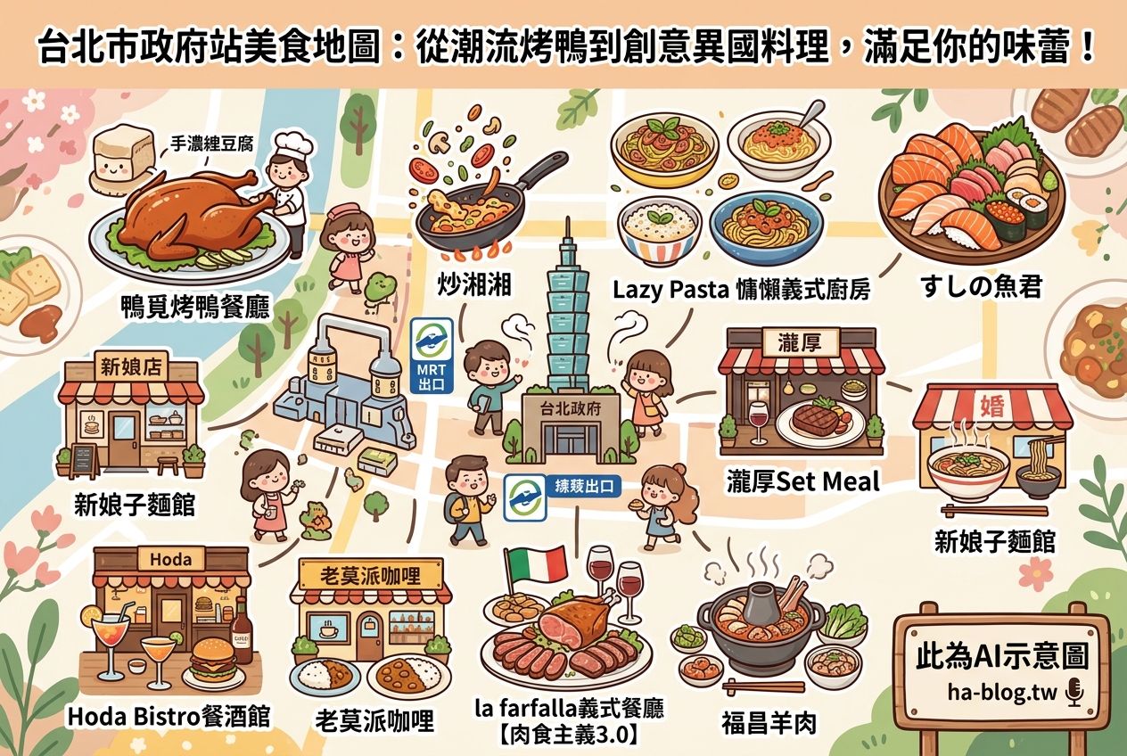 台北市政府站美食地圖:從潮流烤鴨到創意異國料理,滿足你的味蕾! 台北市政府站美食地圖:從潮流烤鴨到創意異國料理,滿足你的味蕾!