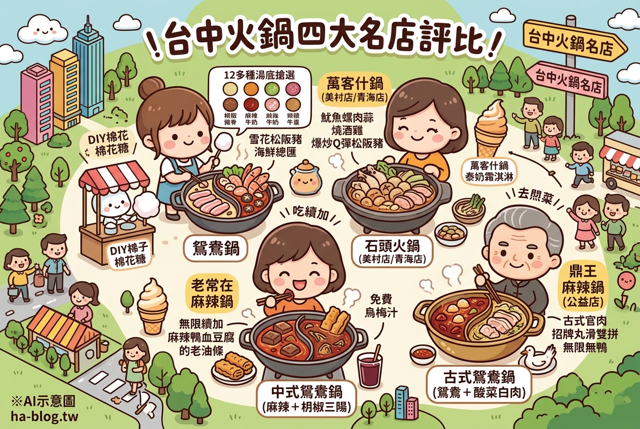 台中火鍋推薦：燒瓶子大肆鍋物、萬客什鍋、老常在麻辣鍋、鼎王麻辣鍋，四大名店特色評比 @嘿!部落!