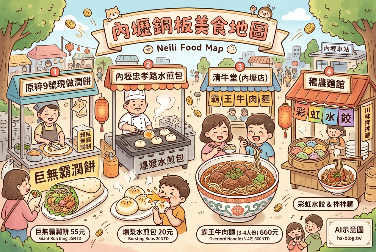 內壢銅板美食地圖：從巨無霸潤餅到爆漿水煎包，還有必吃的超大碗牛肉麵！ @嘿!部落!