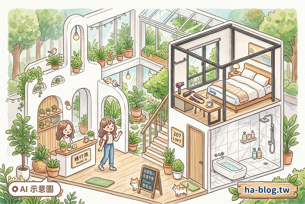 台中草悟道住宿推薦：嬉行旅 Hotel Si – 文青純白設計旅店，體驗度假般的靜謐時光