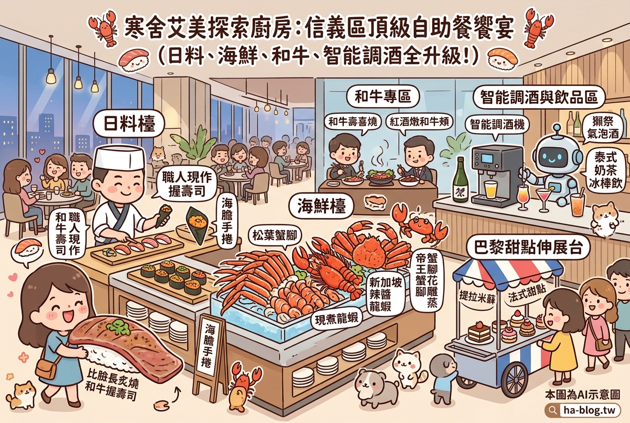 即時熱門文章：寒舍艾美探索廚房：信義區頂級自助餐饗宴，日料、海鮮、和牛、智能調酒全升級！
