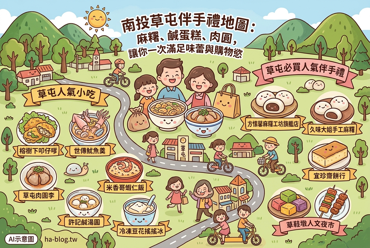 南投草屯伴手禮地圖：麻糬、鹹蛋糕、肉圓，讓你一次滿足味蕾與購物慾 @嘿!部落!