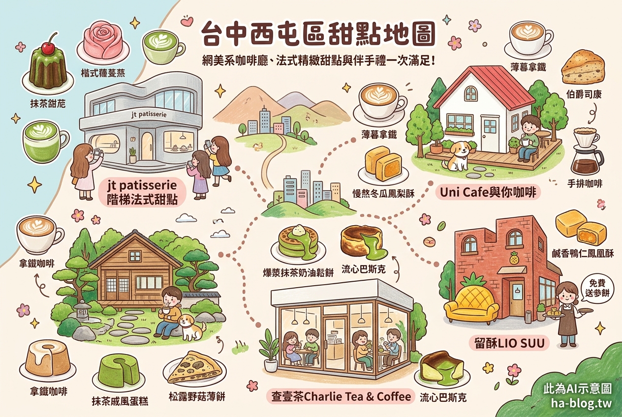 即時熱門文章：台中西屯區甜點地圖：網美系咖啡廳、法式精緻甜點與伴手禮一次滿足！